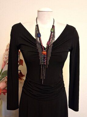 Euro Collection Vintage Colorful Cracked Crystal Charms VTG Statement Necklace
